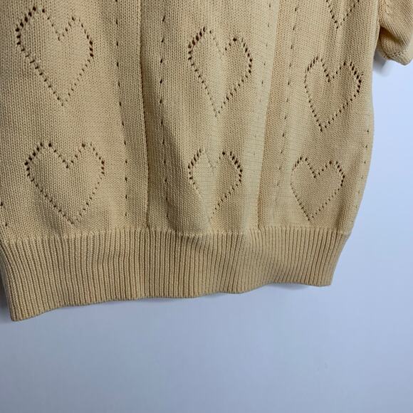 Minnie Rose Short Sleeve Pointelle Cardigan Medium Cotton Cashmere - Picture 9 of 16